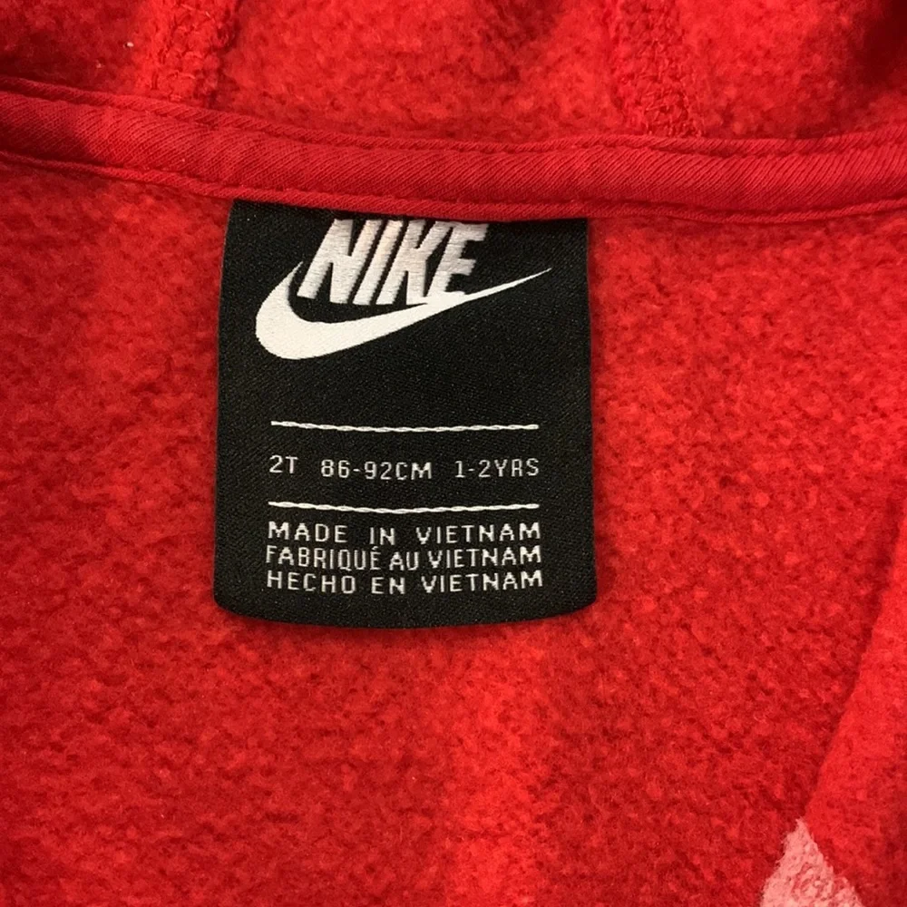 Nike Kids Zip Up Hoodie Red 1 - 2 Years Pockets Activewear Gym Layering